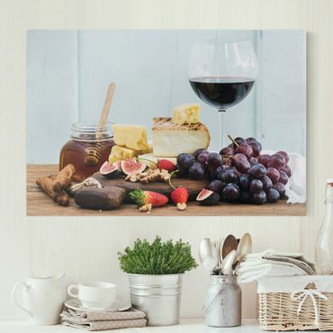Leinwandbild - Käse und Wein - Quer 3:2