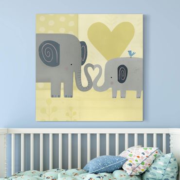 Leinwandbild - Mama und ich - Elefanten - Quadrat 1:1