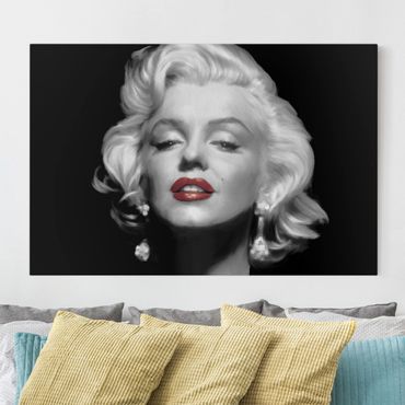 Leinwandbild - Marilyn mit roten Lippen - Querformat 2:3