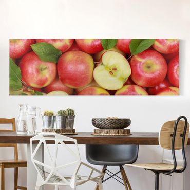 Leinwandbild - Saftige Äpfel - Panorama Quer