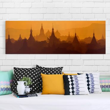 Leinwandbild - Tempelstadt in Myanmar - Panorama Quer