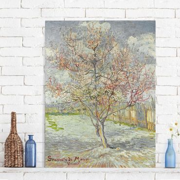 Leinwandbild - Vincent van Gogh - Blühende Pfirsichbäume - Hoch 3:4