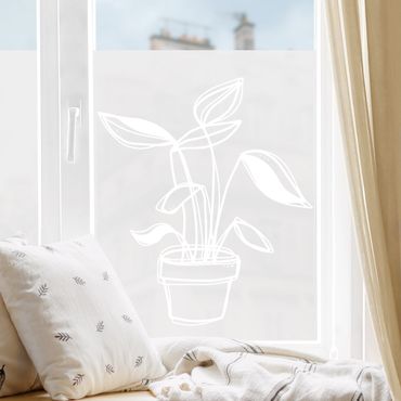 Sichtschutzfolie Line Art - Kleine Topfpflanze