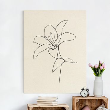 Leinwandbild Natur - Line Art Blüte Schwarz Weiß - Hochformat 3:4