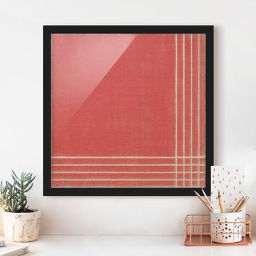 Bild mit Rahmen - Linien Treffen auf Rot - Quadrat