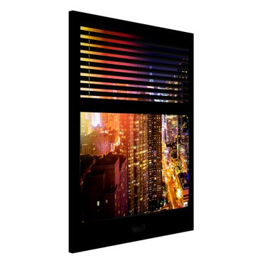 Magnettafel - Fensterblick Jalousie - Manhattan bei Nacht - Memoboard Hoch