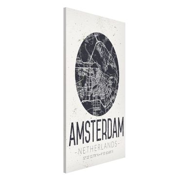 Magnettafel - Stadtplan Amsterdam - Retro - Memoboard Hochformat