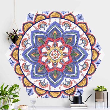 Hexagon Mustertapete selbstklebend - Mandala Meditation Chakra