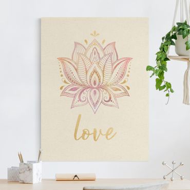 Leinwandbild Natur - Mandala Namaste Lotus Set gold rosa - Hochformat 3:4