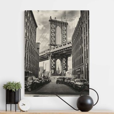 Leinwandbild Natur - Manhattan Bridge in America - Hochformat 3:4
