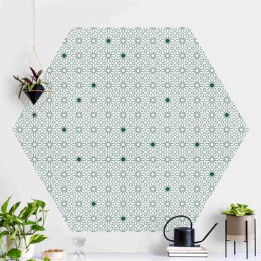 Hexagon Mustertapete selbstklebend - Marokkanische Sterne Linienmuster