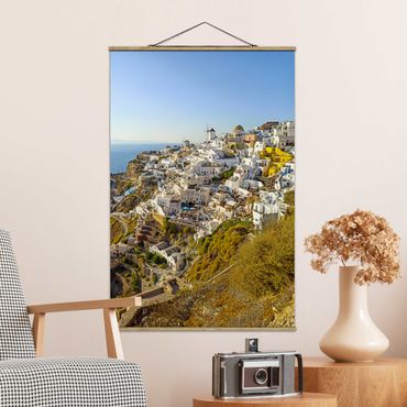 Stoffbild mit Posterleisten - Oia auf Santorini - Hochformat 2:3