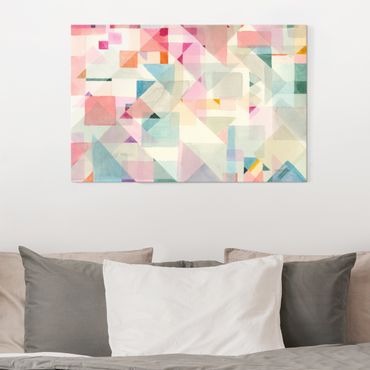 Glasbild - Pastellfarbene Dreiecke - Querformat