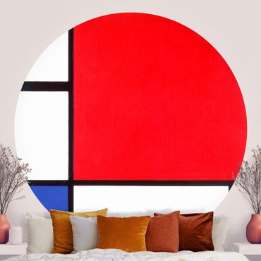 Runde Tapete selbstklebend - Piet Mondrian - Komposition Rot Blau Gelb