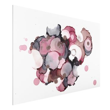 Forex Fine Art Print - Pink-Beige Tropfen mit Roségold - Querformat 3:2