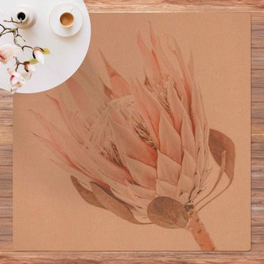 Kork-Teppich - Protea Königin der Blüten - Quadrat 1:1