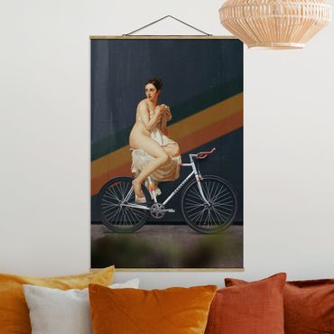 Stoffbild mit Posterleisten - Radfahren - Hochformat