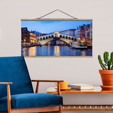 Stoffbild mit Posterleisten - Rialtobrücke in Venedig - Querformat