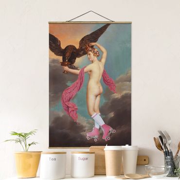 Stoffbild mit Posterleisten - Rollschuh Göttin - Hochformat