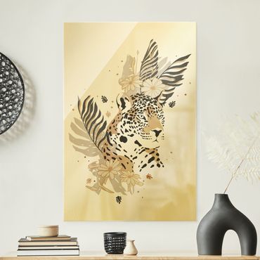 Glasbild - Safari Tiere - Portrait Leopard - Hochformat 2:3