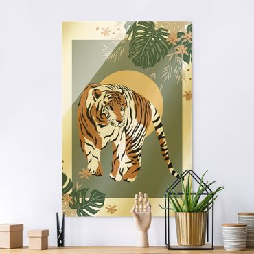 Glasbild - Safari Tiere - Tiger - Hochformat 2:3