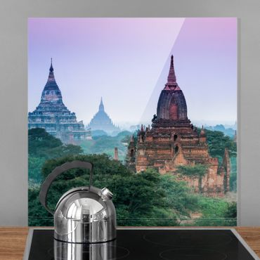 Spritzschutz Glas - Sakralgebäude in Bagan - Quadrat 1:1