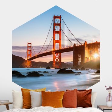 Hexagon Fototapete selbstklebend - San Francisco bei Dämmerung