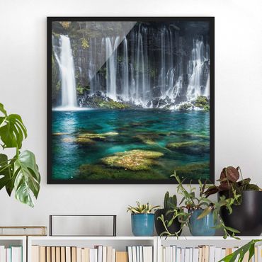 Bild mit Rahmen - Shiraito Wasserfall - Quadrat