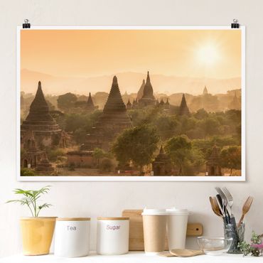 Poster - Sonnenuntergang über Bagan - Querformat 3:2