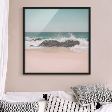 Bild mit Rahmen - Sonniger Strand Mexico - Quadrat