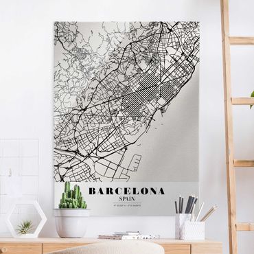 Glasbild - Stadtplan Barcelona - Klassik - Hochformat 4:3
