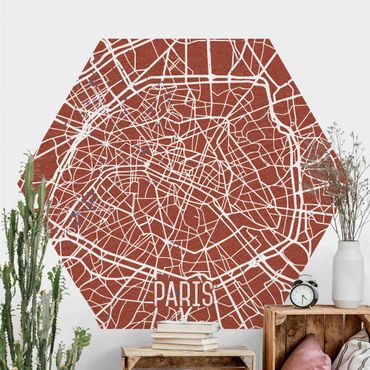 Hexagon Mustertapete selbstklebend - Stadtplan Paris - Retro