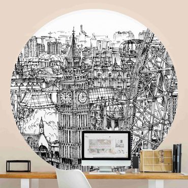 Runde Tapete selbstklebend - Stadtstudie - London Eye