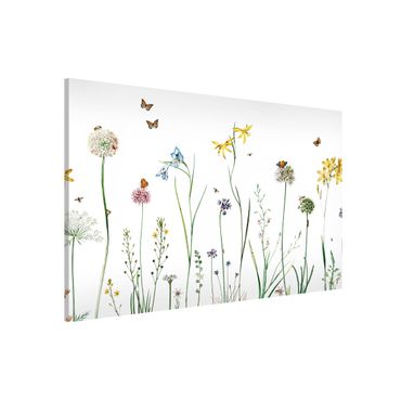 Magnettafel - Tanzende Schmetterlinge auf Wildblumen - Memoboard Querformat