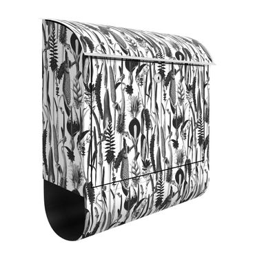 Briefkasten - Tropisches Luxus Muster Schwarz-Weiß