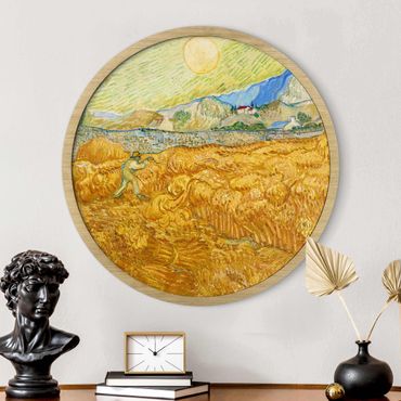 Rundes Gerahmtes Bild - Vincent van Gogh - Kornfeld mit Schnitter