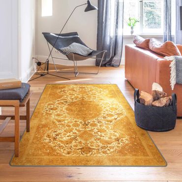 Teppich - Vintage Blüten Teppich Goldgelb