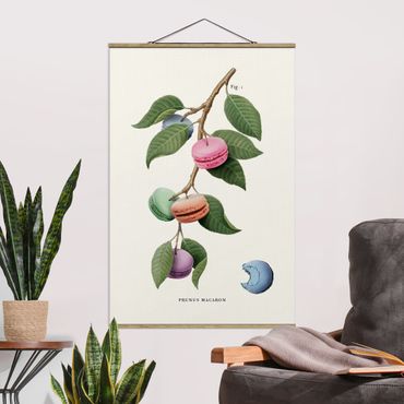 Stoffbild mit Posterleisten - Vintage Pflanze - Macaron - Hochformat