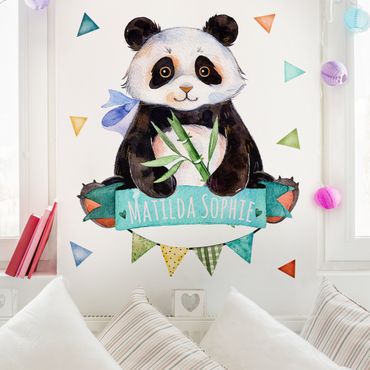 Wandtattoo Kinderzimmer Pandabär Aquarell mit Wunschtext