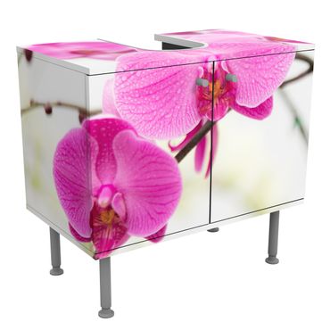 Waschbeckenunterschrank - Nahaufnahme Orchidee - Blumen Badschrank Weiß