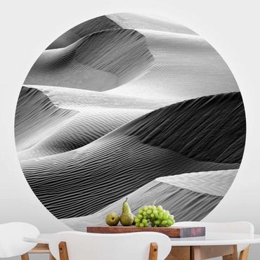 Runde Tapete selbstklebend - Wellenmuster im Wüstensand