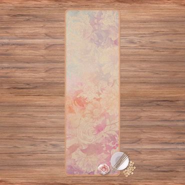 Yogamatte Kork - Zarter Blütentraum in Pastell