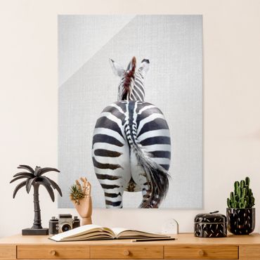 Glasbild - Zebra von hinten - Hochformat