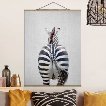Stoffbild mit Posterleisten - Zebra von hinten - Hochformat 3:4