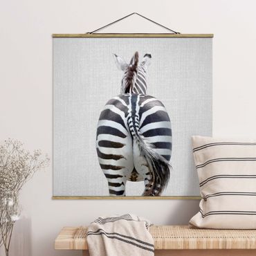 Stoffbild mit Posterleisten - Zebra von hinten - Quadrat 1:1