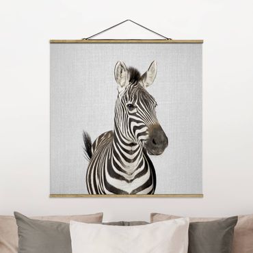 Stoffbild mit Posterleisten - Zebra Zilla - Quadrat 1:1