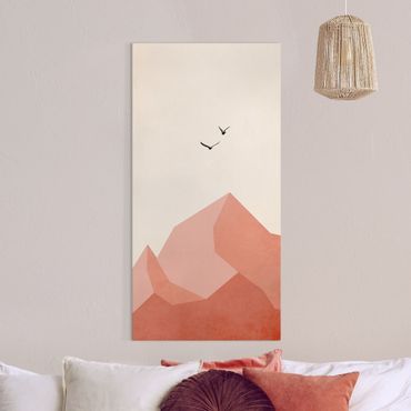 Leinwandbild - Zugspitze in Rosa Färbung - Hochformat 1:2