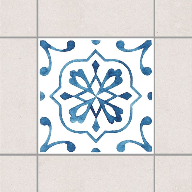 Küchen Deko Muster Blau Weiß Serie No.4