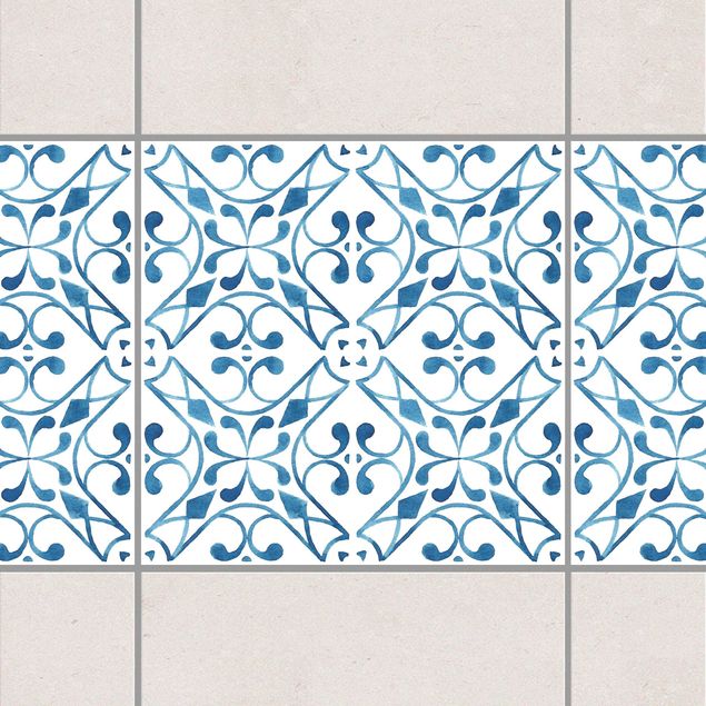 Wanddeko Küche Blau Weiß Muster Serie No.3