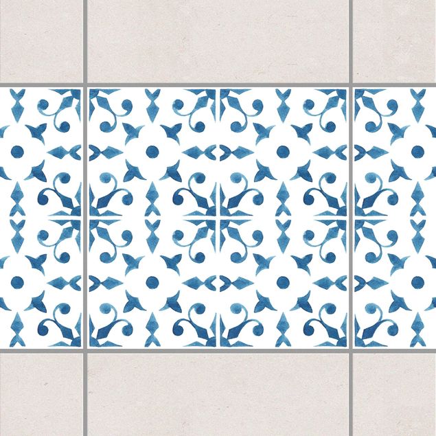 Wanddeko Küche Blau Weiß Muster Serie No.6
